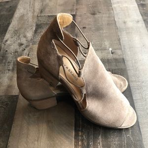 Lucky brand pull on suede stacked heels